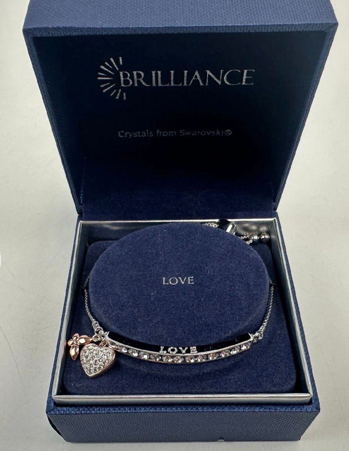 Brilliance Crystals From Swarovski Love Bolo Bracelet With Heart Charm